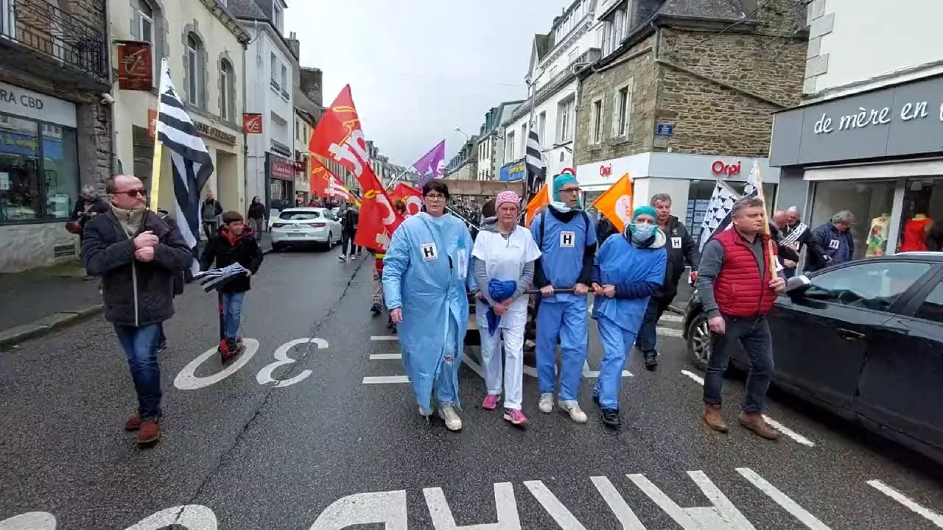 ⁣French Nurses have Catapults in the streets of France right now. #france